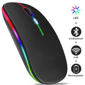 Punjivi Bluetooth bežični miš s 2,4 GHz USB RGB 1600 DPI miš za računalo Laptop Tablet PC Macbook Gaming Mouse Gamer