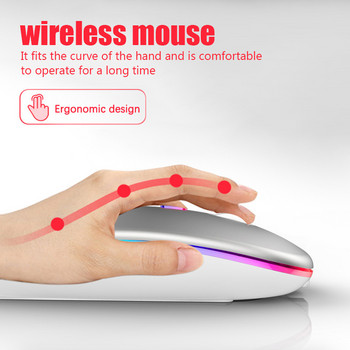 Акумулаторна Bluetooth безжична мишка с 2.4GHz USB RGB 1600DPI мишка за компютър, лаптоп, таблет, Macbook, игрална мишка, геймър