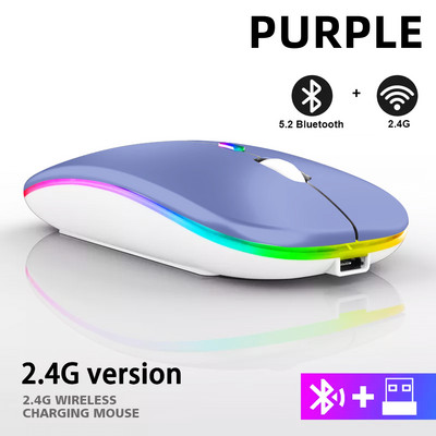 Punjivi Bluetooth bežični miš s 2,4 GHz USB RGB 1600 DPI miš za računalo Laptop Tablet PC Macbook Gaming Mouse Gamer