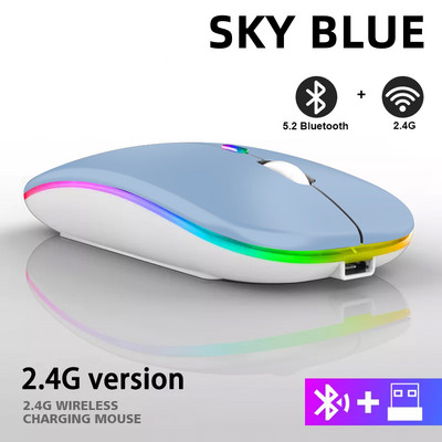 Punjivi Bluetooth bežični miš s 2,4 GHz USB RGB 1600 DPI miš za računalo Laptop Tablet PC Macbook Gaming Mouse Gamer