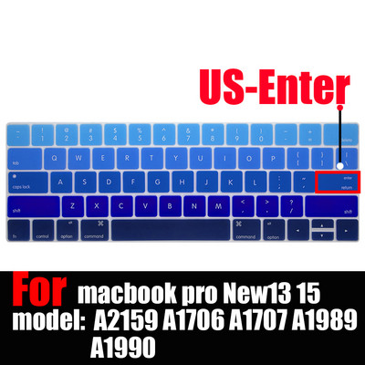 tastatūras vāciņš Mac Book pro13 15 ar skārienjoslu A2159 A1706 A1707 A1989 A1990 klēpjdatora tastatūras vāciņi Gradienta tastatūras plēve