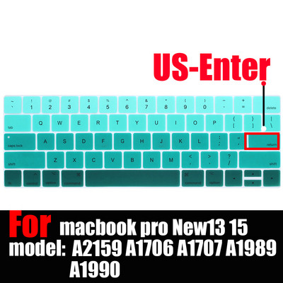 tastatūras vāciņš Mac Book pro13 15 ar skārienjoslu A2159 A1706 A1707 A1989 A1990 klēpjdatora tastatūras vāciņi Gradienta tastatūras plēve