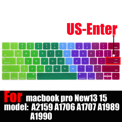 tastatūras vāciņš Mac Book pro13 15 ar skārienjoslu A2159 A1706 A1707 A1989 A1990 klēpjdatora tastatūras vāciņi Gradienta tastatūras plēve