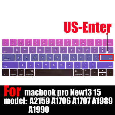 tastatūras vāciņš Mac Book pro13 15 ar skārienjoslu A2159 A1706 A1707 A1989 A1990 klēpjdatora tastatūras vāciņi Gradienta tastatūras plēve