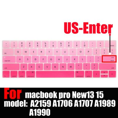 tastatūras vāciņš Mac Book pro13 15 ar skārienjoslu A2159 A1706 A1707 A1989 A1990 klēpjdatora tastatūras vāciņi Gradienta tastatūras plēve