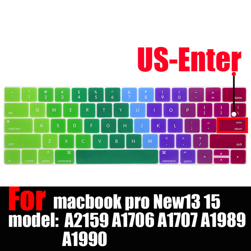 tastatūras vāciņš Mac Book pro13 15 ar skārienjoslu A2159 A1706 A1707 A1989 A1990 klēpjdatora tastatūras vāciņi Gradienta tastatūras plēve