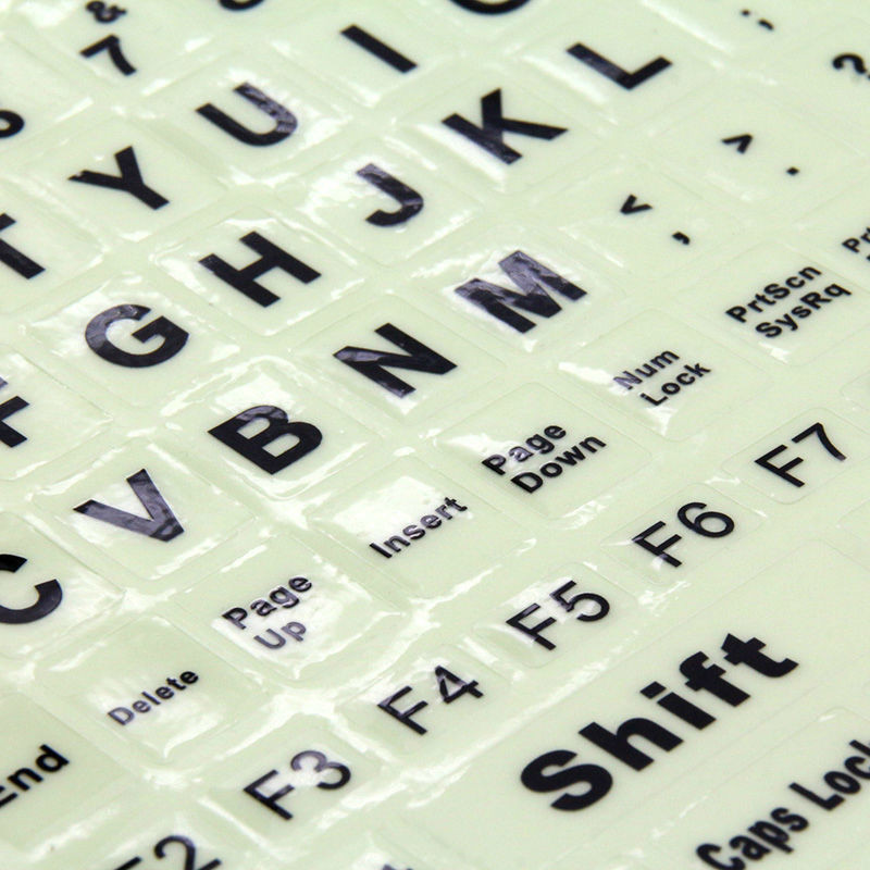 SR Luminous 4 fonta Engleski 107 68 47 tipki Tipkovnica Poklopac Naljepnica Skins Film koji svijetli u tami Velika slova Dodaci za prijenosna računala