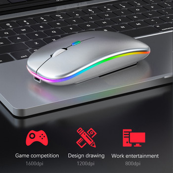 Bluetooth безжична мишка Gamer Акумулаторна безжична компютърна Mause RGB LED подсветка Ергономична игрална мишка за мишки за лаптоп PC