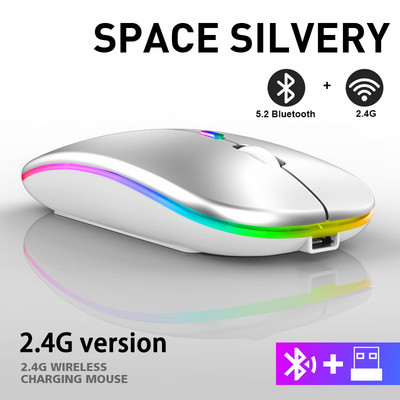 Bluetooth bežični miš Gamer Punjiva bežična računala Mause RGB LED pozadinsko osvjetljenje Ergonomski igrački miš za miševe za prijenosna računala