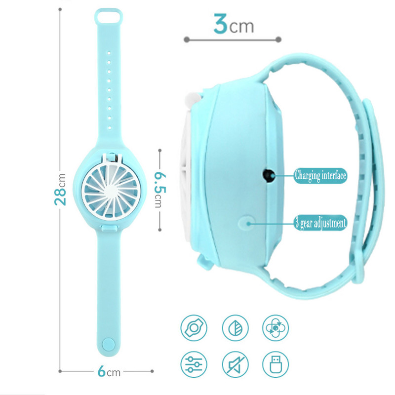 Ventiliatorius Laikrodis Rankinis mažas ventiliatorius Mažas buitinis prietaisas Oro kondicionierius Ventiliatorius Mini Elektrinis Ventiliatorius Lazy Ventiliatorius 800mah talpos USB įkrovimas