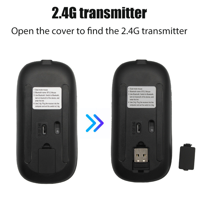 NOVI bežični miš RGB punjivi Bluetooth miševi Bežični računalni miš Ergonomski miš s LED pozadinskim osvjetljenjem za prijenosno računalo