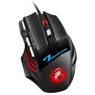 Számítógépes egér Gamer Vezetékes játékegér RGB Silent Mouse 5500 DPI Ergonomikus egér LED háttérvilágítással 7 gomb PC laptophoz