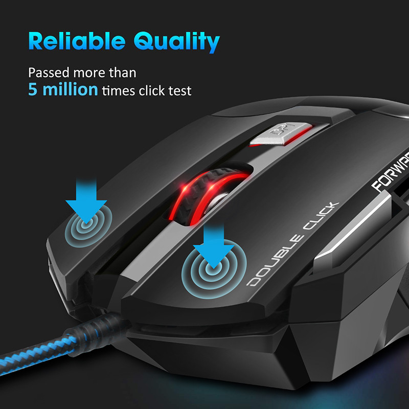 Datorpele Gamer Vadu spēļu pele RGB Silent Mouse 5500 DPI Ergonomiska Pele ar LED fona apgaismojumu 7 poga PC klēpjdatoram