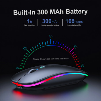 Ασύρματο ποντίκι RGB Υπολογιστής Bluetooth ποντίκι Επαναφορτιζόμενο ποντίκι Wireless Silent Mause USB Οπτικά εργονομικά ποντίκια για φορητό υπολογιστή ipad