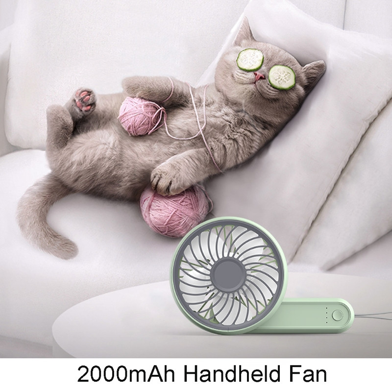 Kézi mini ventilátor, kézi ventilátor, hordozható USB újratölthető zsebventilátor 2000 mAh, 180°-ban forgatható, kültéri, irodai, utazási használatra