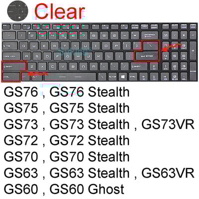 Poklopac tipkovnice za MSI GS75 GS76 Stealth GS66 GS77 GS65 Thin GS73 GS73VR GS72 GS70 GS63 GS63VR GS60 Silikonska maska za prijenosno računalo 17