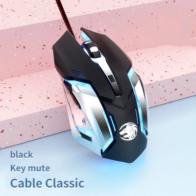 RYRA spēļu pele 2.4G vadu spēļu peles skaņas izslēgšana Ergonomiska pele datoram ar 4 pogu 3200DPI klēpjdatoru LED aizmugurgaismojuma peles datora klēpjdatoram