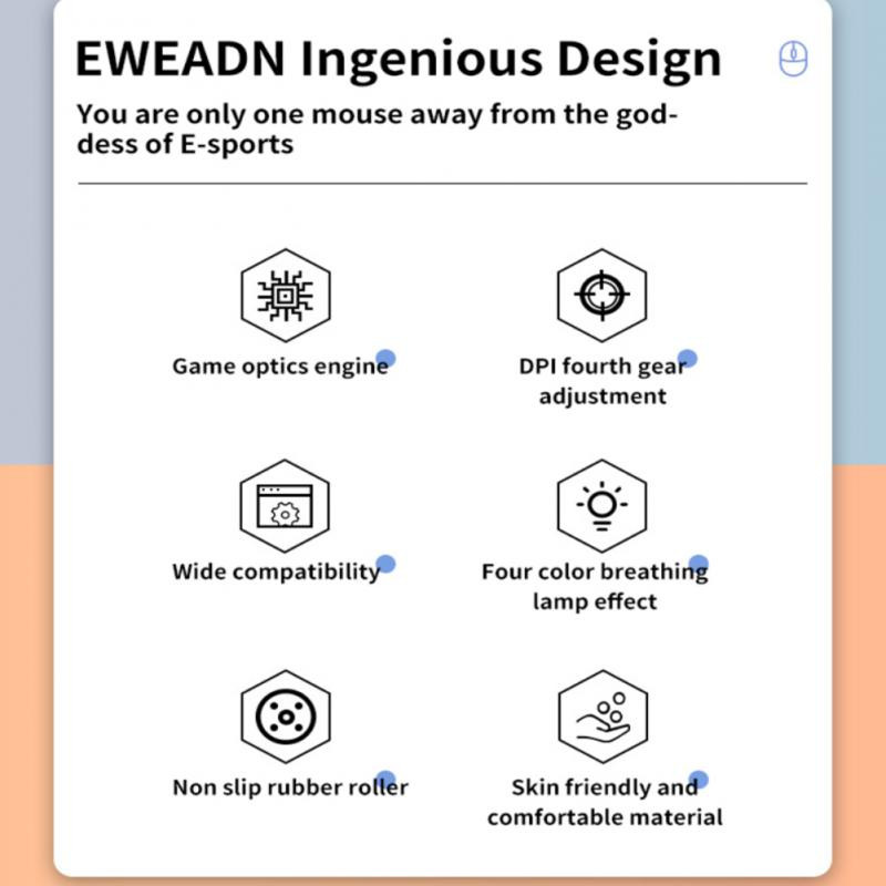 RYRA spēļu pele 2.4G vadu spēļu peles skaņas izslēgšana Ergonomiska pele datoram ar 4 pogu 3200DPI klēpjdatoru LED aizmugurgaismojuma peles datora klēpjdatoram