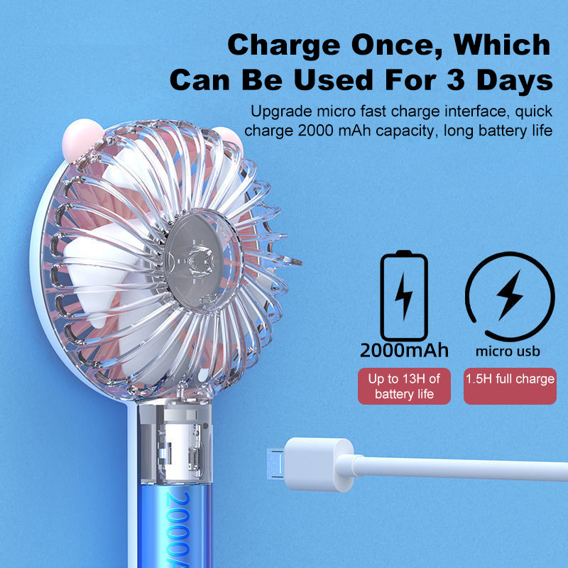 Cafele Mini USB ventilators, pārnēsājams, uzlādējams galda ventilators, īpaši kluss, mazs ventilatora gaisa dzesētājs āra kempinga birojam
