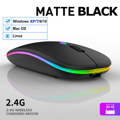 Vezeték nélküli egér LED-es háttérvilágítású USB-vel újratölthető Bluetooth-kompatibilis RGB csendes játékegér Ipad laptophoz, PC Mause Gamerhez