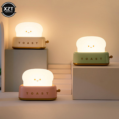 Kreativno LED noćno svjetlo za pekač kruha USB punjenje Zatamnjeno Noćno svjetlo na noćnom ormariću Student Zabavni prekidač Mood Light Poklon za djevojku