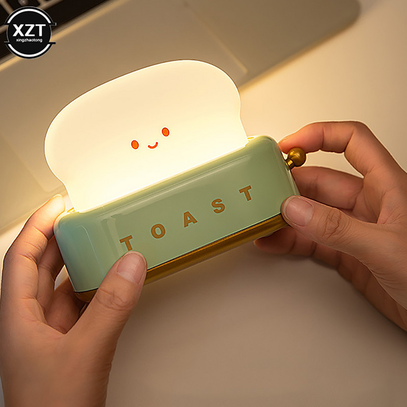 Kreatívne LED nočné svetlo na pekárničku chleba, nabíjanie cez USB, stmievanie, nočné svetlo pri posteli, študentské zábavné prepínače, náladové svetlo, darček pre dievčatá