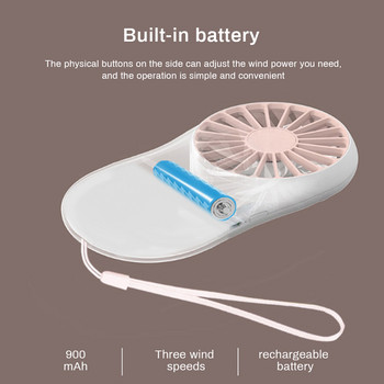 Мини вентилатор, акумулаторен ръчен вентилатор, въздушен охладител за домашен офис, бюро, пътуване на открито, 3 скорости с ремък, преносими USB уреди