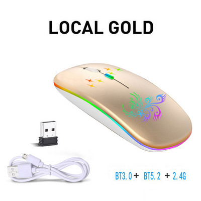 Bežični optički miš 2.4G+BT3.0+BT5.2 Ergonomski miš s 3 načina rada Ugrađena punjiva baterija od 500mAh za prijenosno računalo