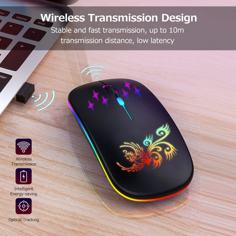 Bežični optički miš 2.4G+BT3.0+BT5.2 Ergonomski miš s 3 načina rada Ugrađena punjiva baterija od 500mAh za prijenosno računalo