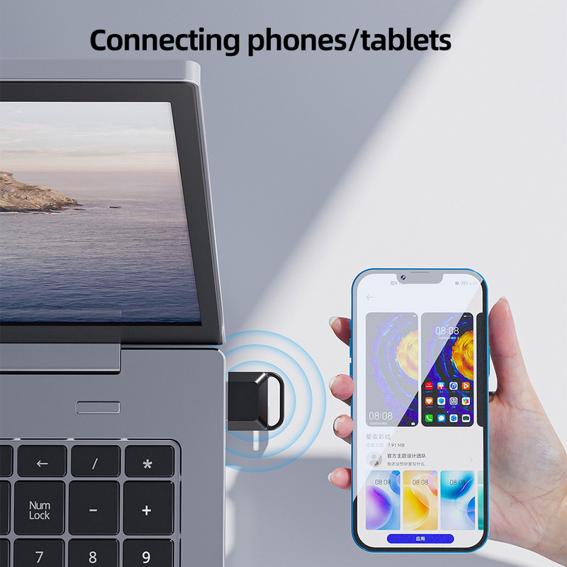 Bežični odašiljač USB adapter Plug and Play Bluetooth 5.1 prijemnik bez upravljačkog programa 20m za Win/8.1/10/11 za računalo/zvučnik/miš