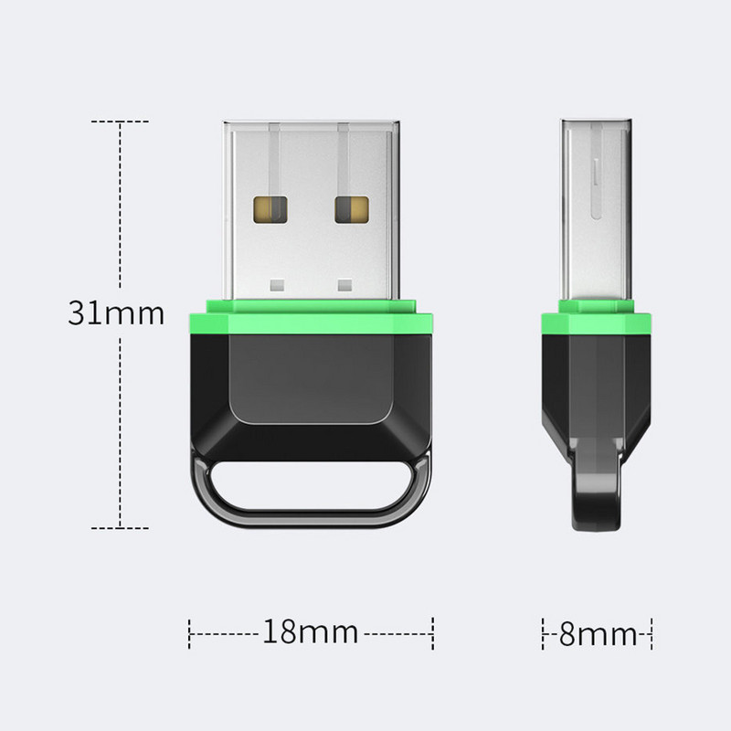 Bežični odašiljač USB adapter Plug and Play Bluetooth 5.1 prijemnik bez upravljačkog programa 20m za Win/8.1/10/11 za računalo/zvučnik/miš
