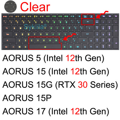 Κάλυμμα πληκτρολογίου για φορητό υπολογιστή Gigabyte Aero 15 17 HDR 15W 15X Aorus 5 7 15G 15P 17G 17X G5 G7 KC A7 Gaming Case Protector Skin