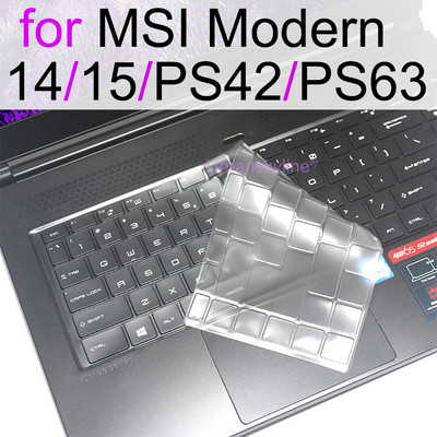 Billentyűzet burkolat MSI Modern 14 Modern 15 PS42 PS63 A10M A10R8 A10SC átlátszó szilikon TPU laptopvédő bőrtokhoz 14A 14B 2021