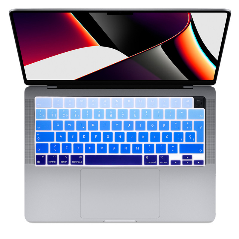 EU Spanish Rainbow Cover for Macbook Pro 14 2021 M1 A2442 Pro14 Spanish EU Keyboard Cover Silicon For Macbook Pro14 A2442 Skin