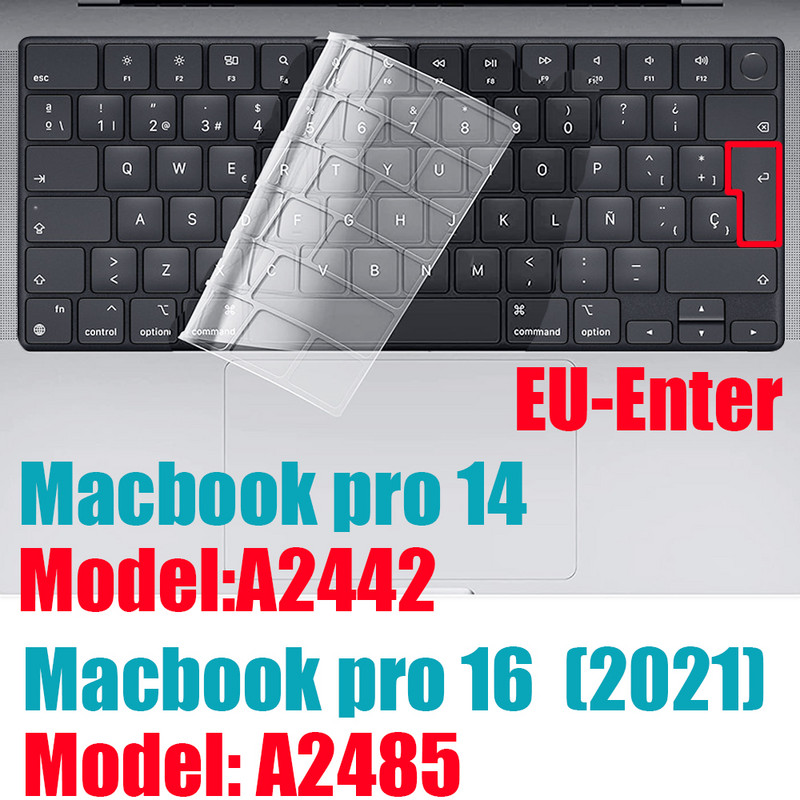 TPU billentyűzet fedél új MacBook Pro 14 hüvelykes 2021 M1 A2442/ MacBook Pro 16 hüvelykes 2021 M1 Max A2485 Ultra vékony billentyűzettokhoz
