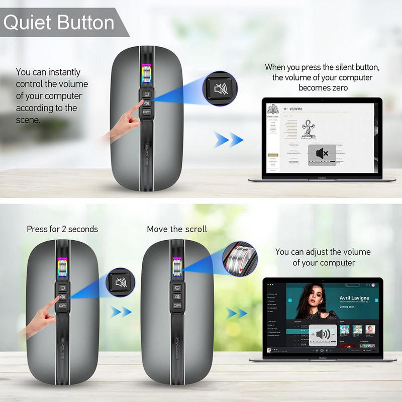 M113 Bežični miš kompatibilan s Bluetoothom USB 2.4G Dual Mode 2400DPI Bešumni miš tipa C Punjenje za miševe za prijenosna računala