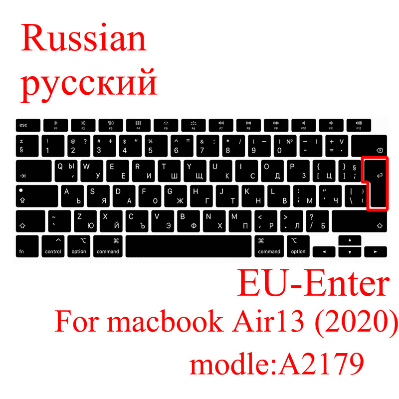 Skirta Macbook Air 13 2020 Klaviatūros dangtelis Nešiojamojo kompiuterio apsauginė plėvelė 13 colių A2179 silikoninė klaviatūros dangtelis rusų prancūzų ispanų korėja