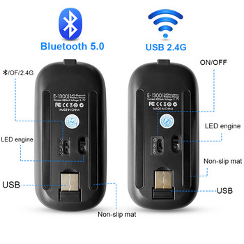 Безжична мишка Bluetooth мишка с USB акумулаторна мишка за компютър за компютър Android лаптоп PC геймър мишка за игри