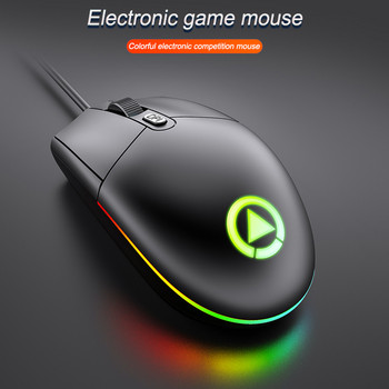 Кабелна игрална мишка 1600 DPI Оптична USB мишка с RGB подсветка Компютърна кабелна офис мишка Мишки за геймърски настолен лаптоп Мишка