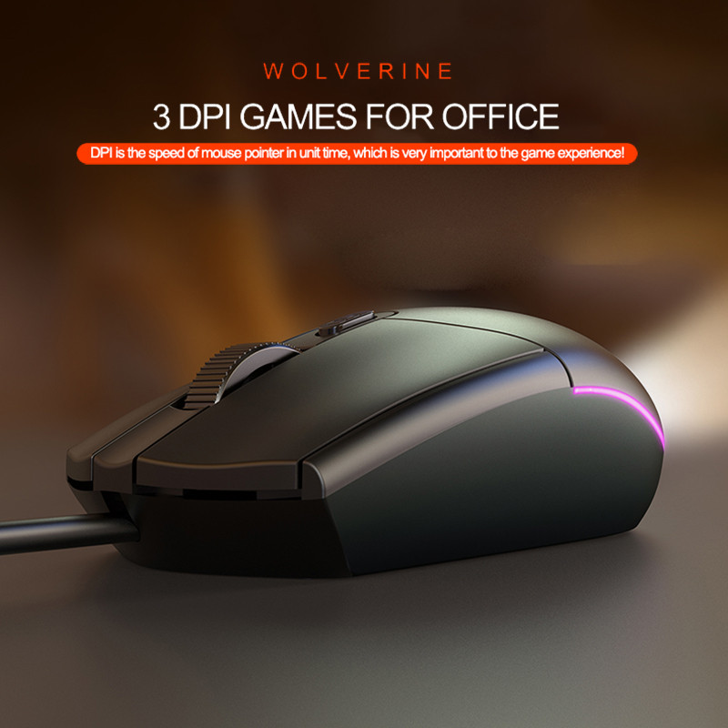 Káblová herná myš 1600 DPI optická USB myš s RGB podsvietením, káblová kancelárska myš pre hráčov, stolný počítač, notebook