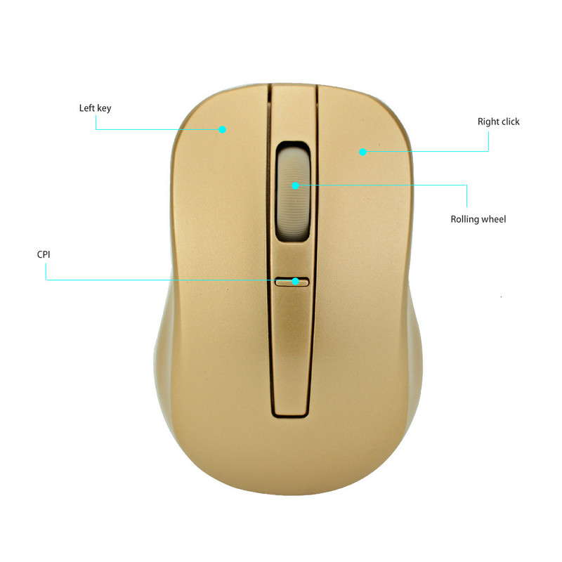 CHYI bežični mini prijenosni računalni miš ergonomski USB optički miš mali tihi zlatni PC miševi za kućno/uredsko prijenosno računalo Macbook