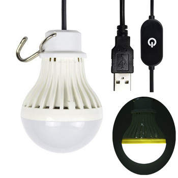 USB преносима LED крушка 5W 5V за сензорна затъмняваща крушка Аварийно осветление с 2,5 м кабел за къмпинг Гараж Склад Ca
