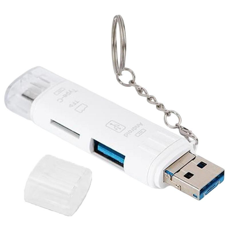 5 az 1-ben TF kártyaolvasó OTG Type-C mobiltelefon kártyaolvasó memóriakártya 2 USB Type C mobiltelefonokhoz és számítógépes PC-tartozékokhoz