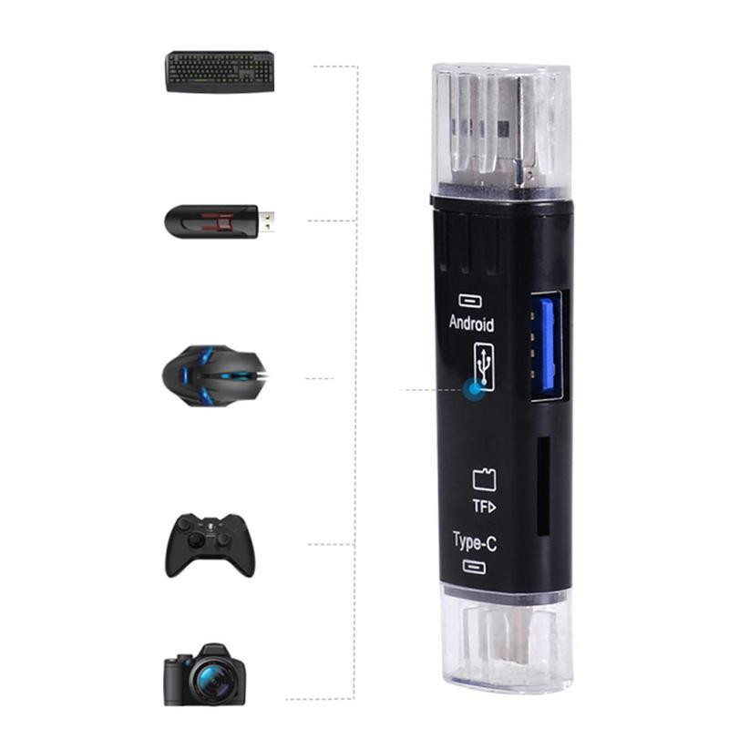 5 az 1-ben TF kártyaolvasó OTG Type-C mobiltelefon kártyaolvasó memóriakártya 2 USB Type C mobiltelefonokhoz és számítógépes PC-tartozékokhoz