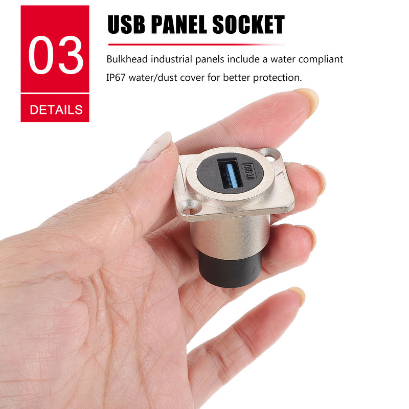 6 kom kabelski prolaz kroz USB konektor Utičnica Utičnica Adapter 3.0 Panel Mount Spojnik Pregrada Prijenos podataka