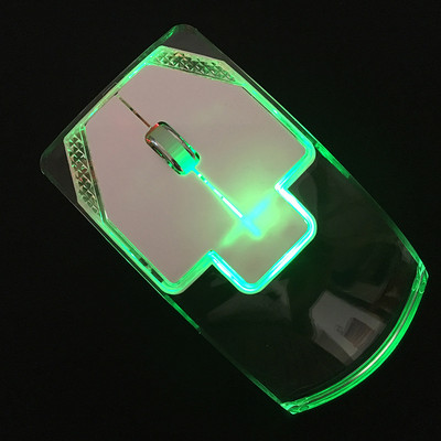 Прозрачна цветна светеща мишка 2.4G безжична ергономична оптична мишка Компютърна игрална мишка Безшумна мишка за лаптоп PC