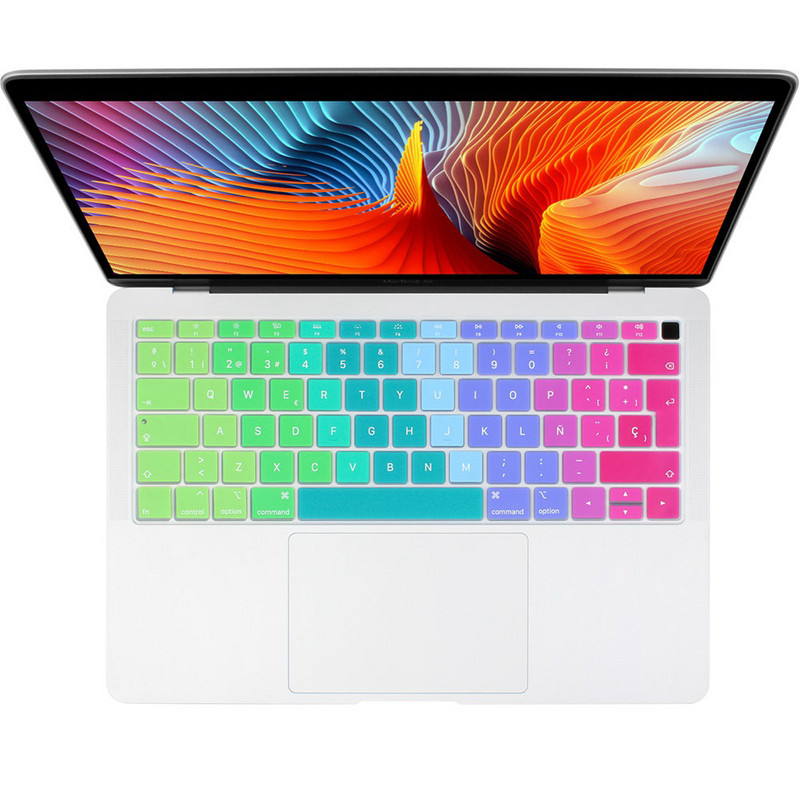Ispanijos klaviatūros viršelio lipdukų apsauga, skirta 2018 m. naujam „MacBook Air“ 13 colių su „Touch ID“ ir „Retina A1932“ nešiojamojo kompiuterio priedais