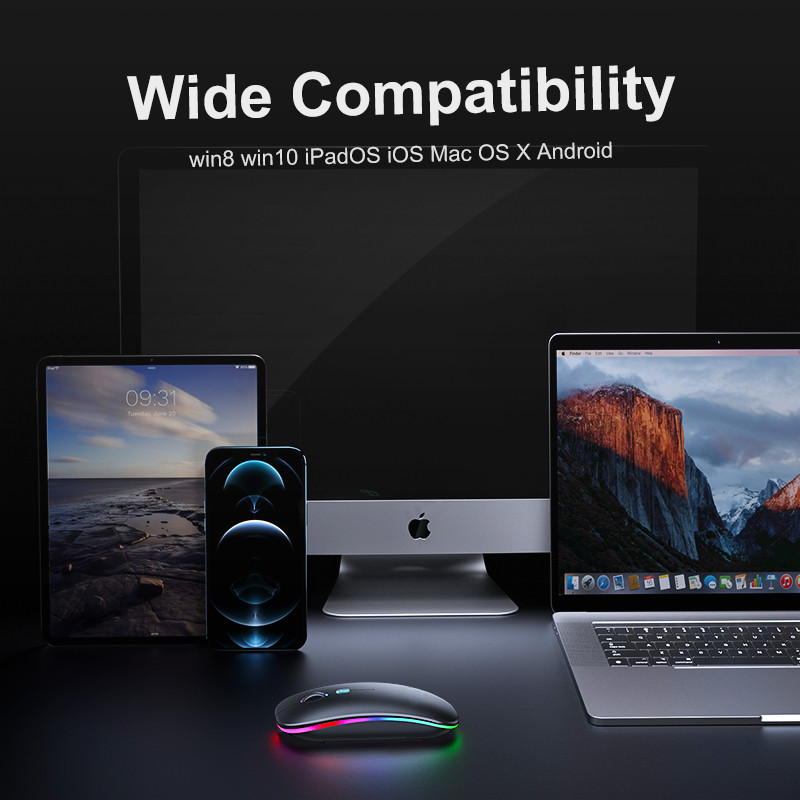 Olaf belaidė pelė RGB Bluetooth pelė USB optinė tyli Mause LED apšviesta ergonomiška kompiuterinių žaidimų pelė, skirta nešiojamam kompiuteriui