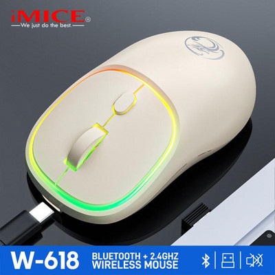 RYRA Ασύρματο ποντίκι γραφείου Bluetooth διπλής λειτουργίας RGB Επαναφορτιζόμενη σίγαση Ποντίκι TYPE-C Διασύνδεση ποντικιού παιχνιδιού για tablet φορητό υπολογιστή