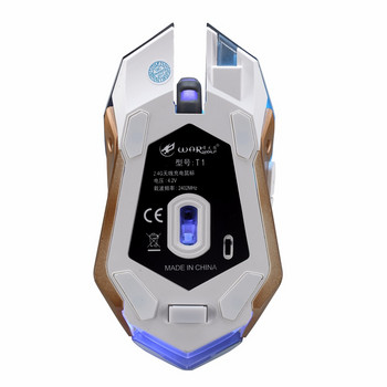 Акумулаторна 2.4GHz безжична геймърска мишка с подсветка USB оптични геймърски мишки за настолен компютър, лаптоп, преносим компютър